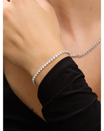 Jon Richard Rhodium Plated and Cubic Zirconia Round Tennis Bracelet