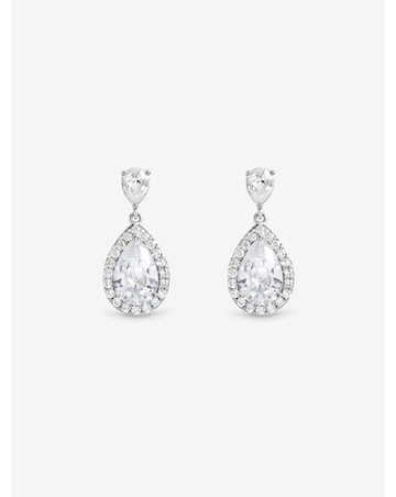 Jon Richard Rhodium Plated Pear Drop Earrings