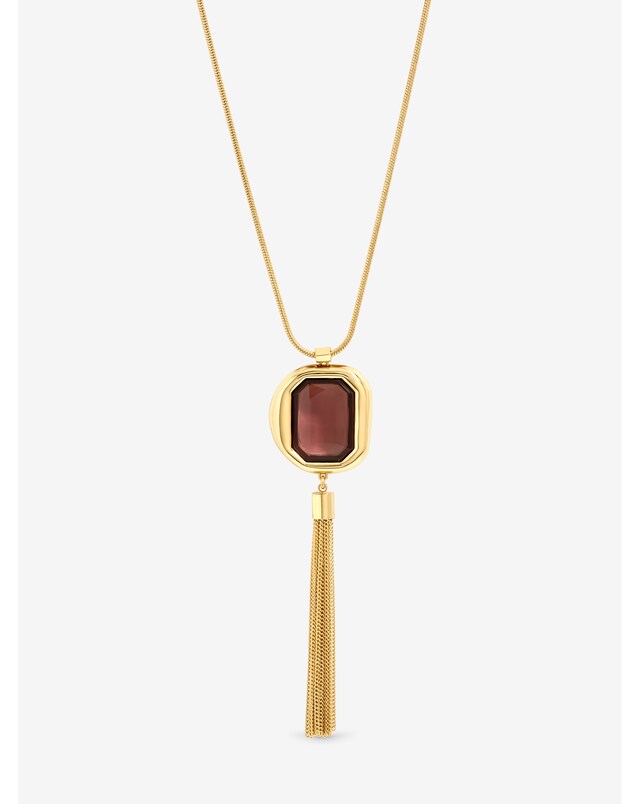 New In - Gold & Stone Tassel Pendant