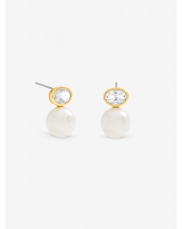 Jon Richard Gold Plated Crystal and Pearl Drop Earrings