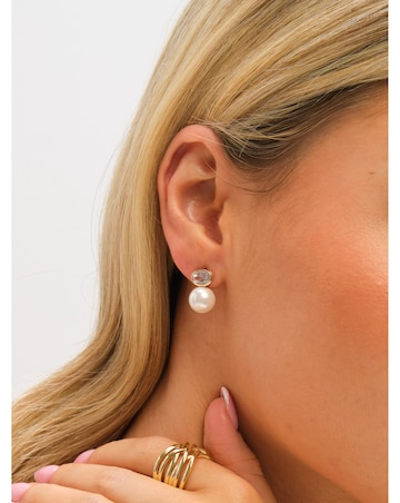 Jon Richard Gold Plated Crystal and Pearl Drop Earrings