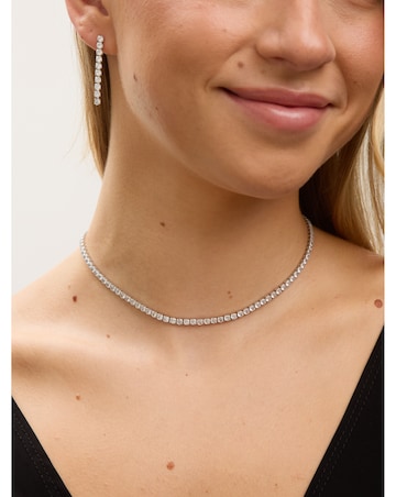 Jon Richard Rhodium Plated and Cubic Zirconia Round Tennis Necklace