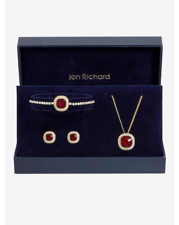 Jon Richard Gold Plated And Garnet Crystal Trio Set - Gift Box