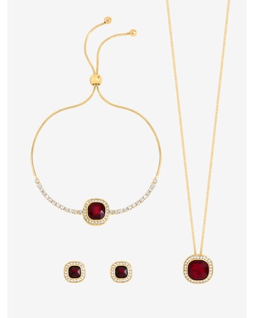 Jon Richard Gold Plated And Garnet Crystal Trio Set - Gift Box