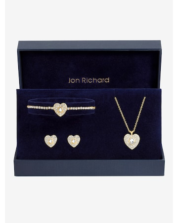 Jon Richard Gold Plated And Crystal Heart Trio Set - Gift Box