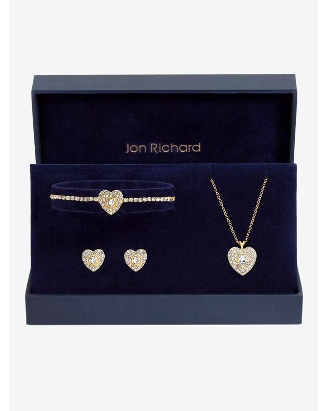 New In - Gold & Crystal Heart Set Gift Box