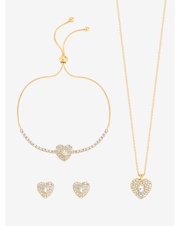 Jon Richard Gold Plated And Crystal Heart Trio Set - Gift Box
