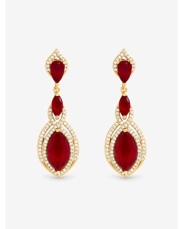 Jon Richard Gold Plated And Ruby Navette Drop Earrings