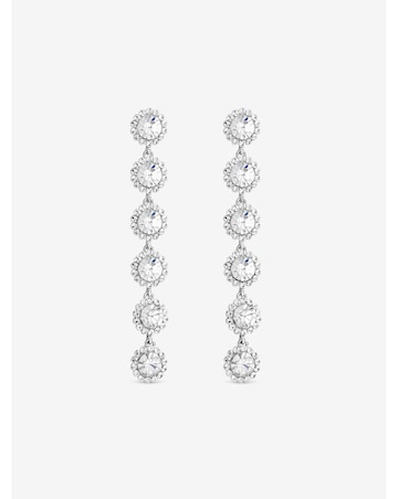 Jon Richard Rhodium Plated Crystal Linear Drop Earrings