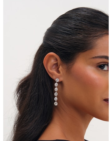 Jon Richard Rhodium Plated Crystal Linear Drop Earrings