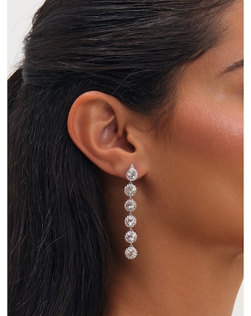 Jon Richard Rhodium Plated Crystal Linear Drop Earrings