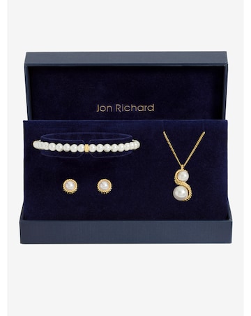 Jon Richard Gold Plated Pearl And Infinity Trio Set - Gift Box