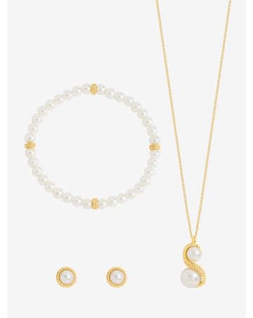 Jon Richard Gold Plated Pearl And Infinity Trio Set - Gift Box