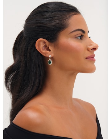 Jon Richard Gold Plated Cubic Zirconia Emerald Pear Drop Earrings