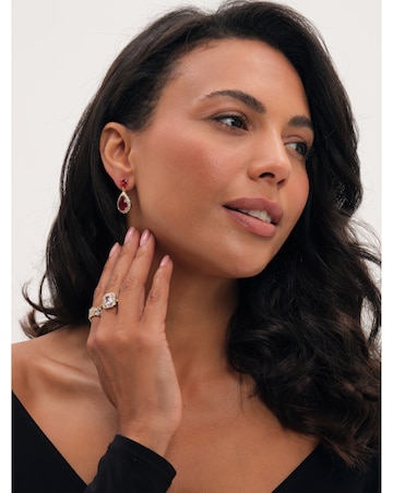 Jon Richard Gold Plated Cubic Zirconia Ruby Pear Drop Earrings