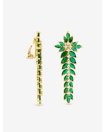 Jon Richard Gold Plated And Emerlad Statement Clip Earrings