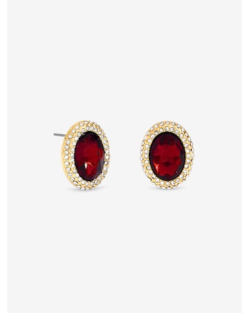 Mood Gold Plated Crystal And Red Stud Earrings