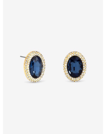 Mood Gold Plated Crystal And Blue Stud Earrings