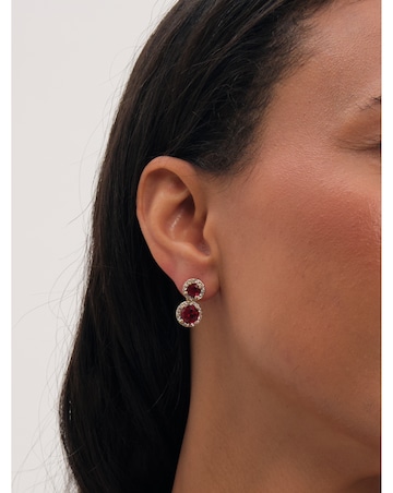 Jon Richard Gold Plated And Ruby Double Drop Halo Earrings