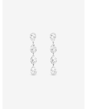 Jon Richard Rhodium Plated Crystal Linear Pear Drop Earrings