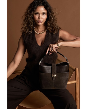 Luella Grey Indra Chocolate Bucket Crossbody