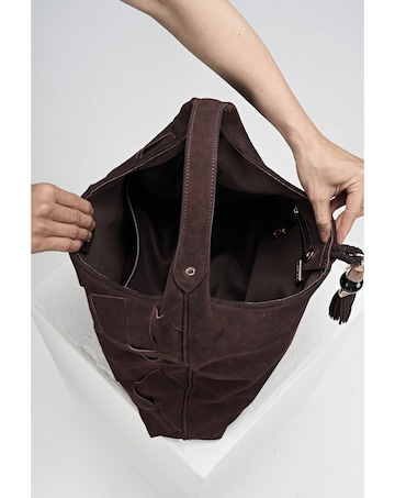 Luella Grey Pandora Weave Chocolate Suede Weave Slouch Hobo