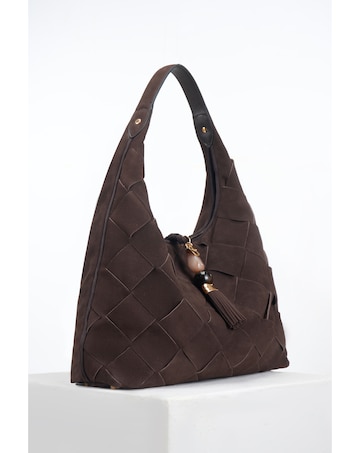 Luella Grey Pandora Weave Chocolate Suede Weave Slouch Hobo