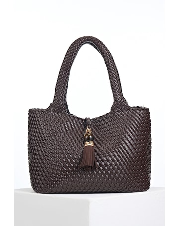 Luella Grey Saskia Chocolate Woven Tote