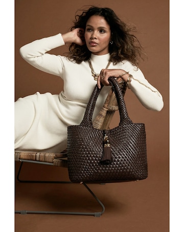 Luella Grey Saskia Chocolate Woven Tote