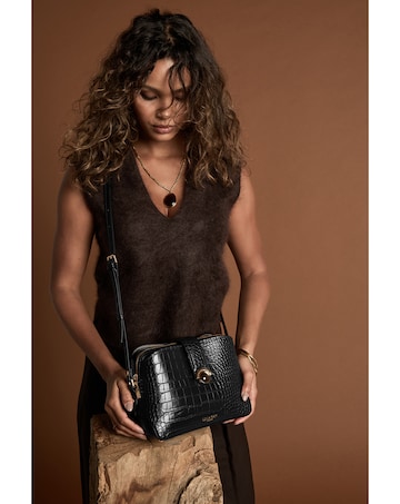 Luella Grey Mills Black Croc Crossbody