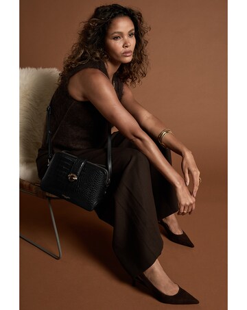 Luella Grey Mills Black Croc Crossbody