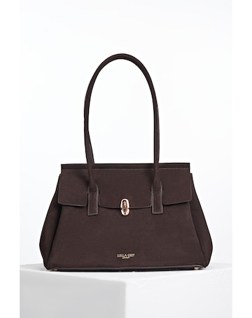 Luella Grey Natalia Chocolate Suede Tote Bag