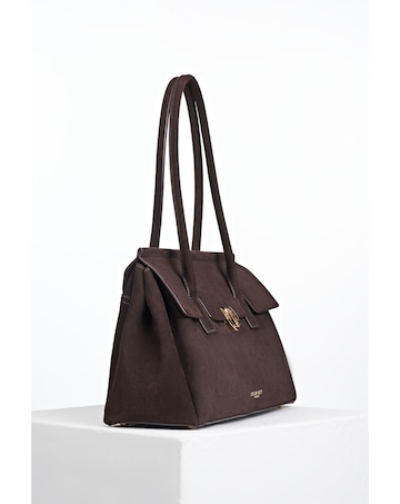 Luella Grey Natalia Chocolate Suede Tote Bag