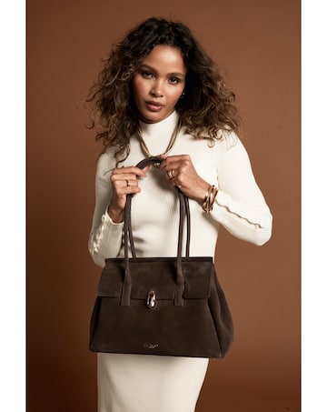 Luella Grey Natalia Chocolate Suede Tote Bag