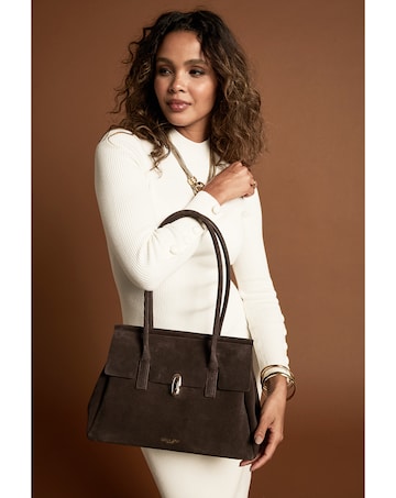 Luella Grey Natalia Chocolate Suede Tote Bag