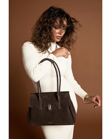 Luella Grey Natalia Chocolate Suede Tote Bag