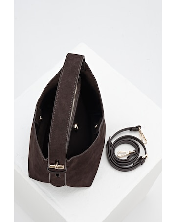 Luella Grey Roxanne Chocolate Suede Grab Handle Bag