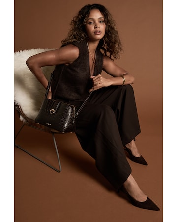 Luella Grey Mills Chocolate Croc Crossbody