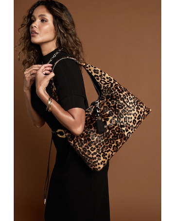 Luella Grey Pandora Leopard Cowhide Slouch Hobo