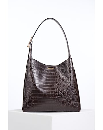 Luella Grey Ariadne Chocolate Croc Hobo