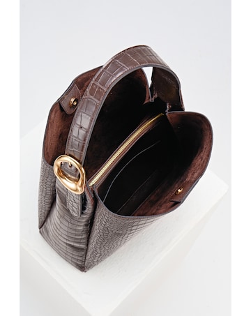 Luella Grey Ariadne Chocolate Croc Hobo