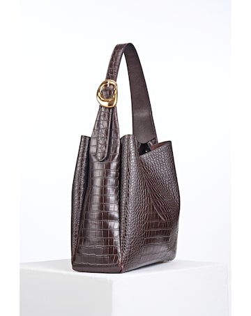 Luella Grey Ariadne Chocolate Croc Hobo