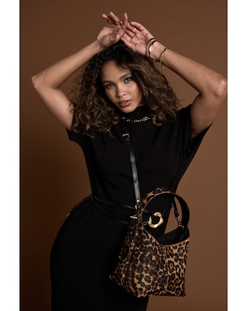 Luella Grey Roxanne Leopard Cowhide Grab Handle Bag