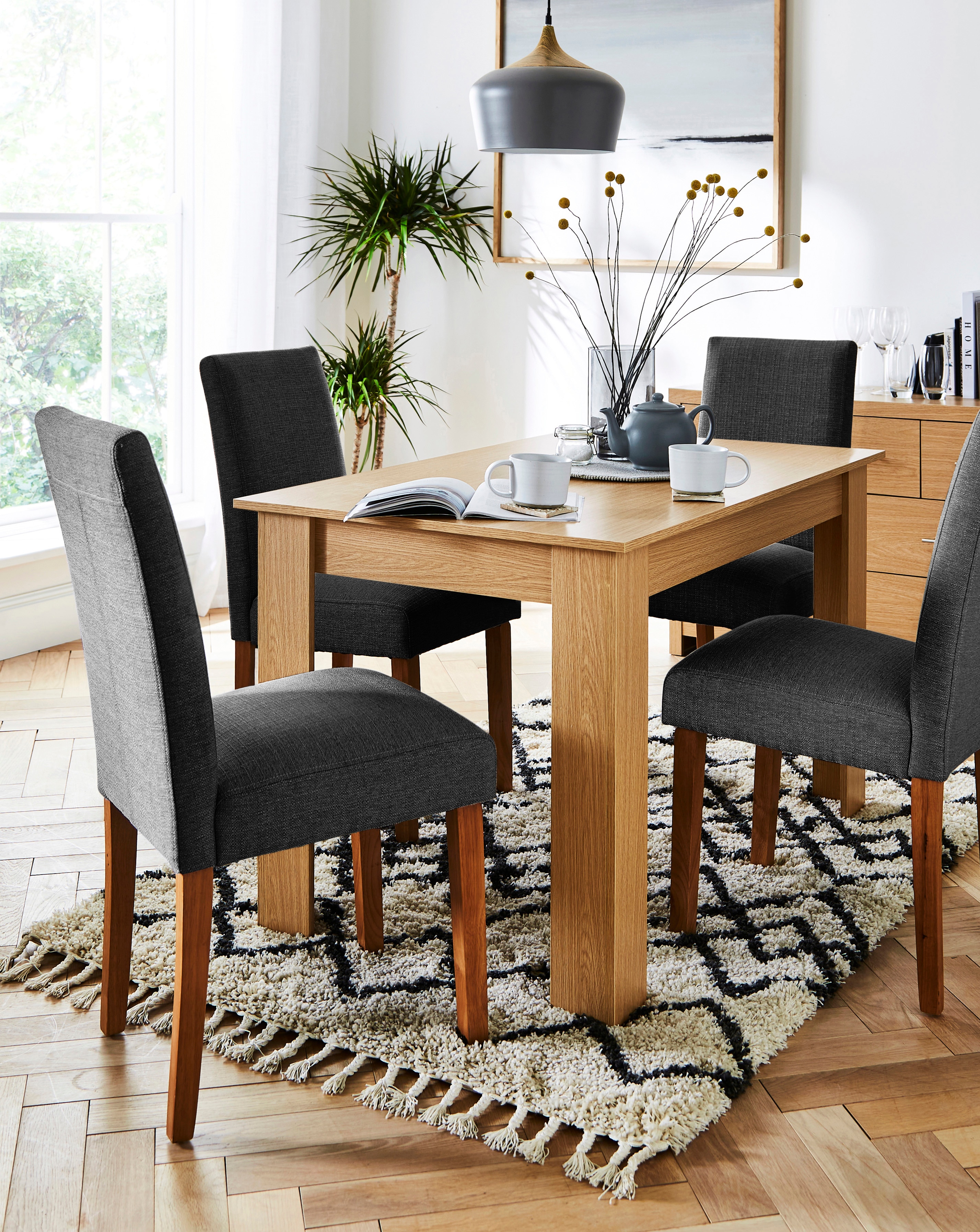 Dakota Table with 4 Ava Fabric Chairs