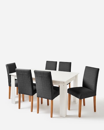 Dakota Large Dining Table with 6 Ava Fabric Chairs