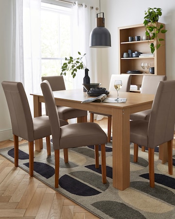 Dakota Large Dining Table with 6 Ava Faux Leather Chairs