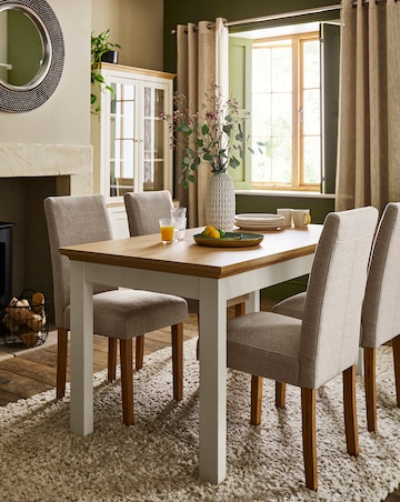 Julipa Ashford Dining Table with 4 Ava Fabric Chairs