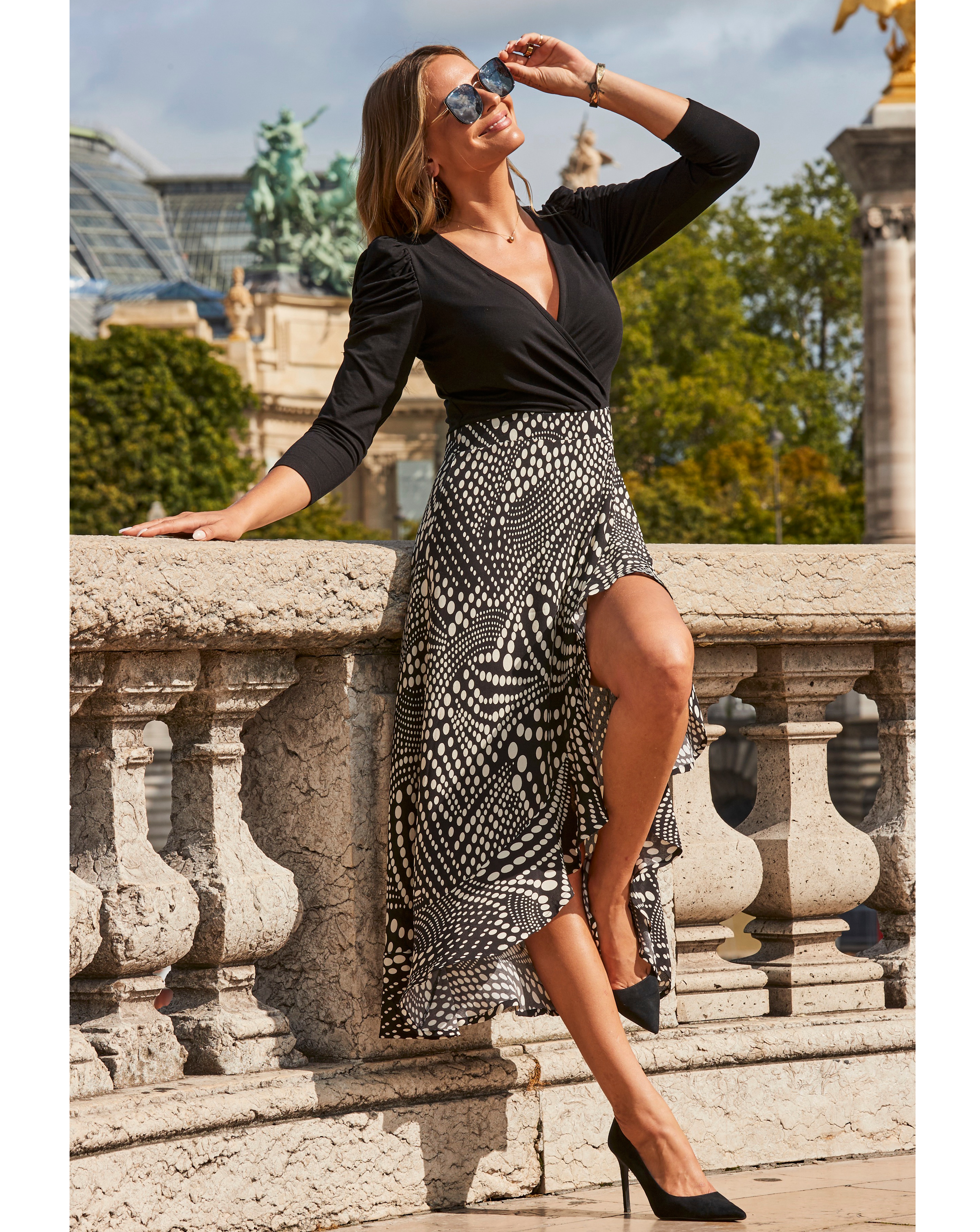 Sosandar Geometric Print Jersey Dress