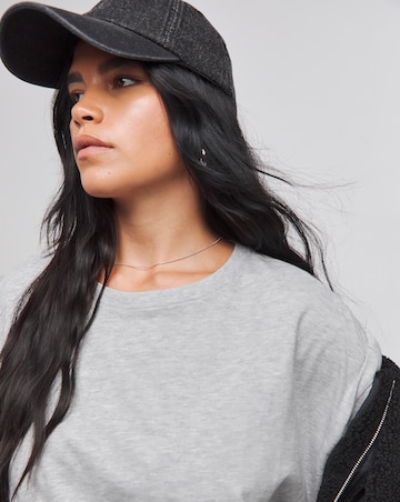Grey Marl Oversized Slouchy Crew Neck T-Shirt