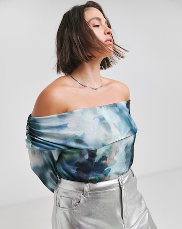 Black Floral Mesh Bardot